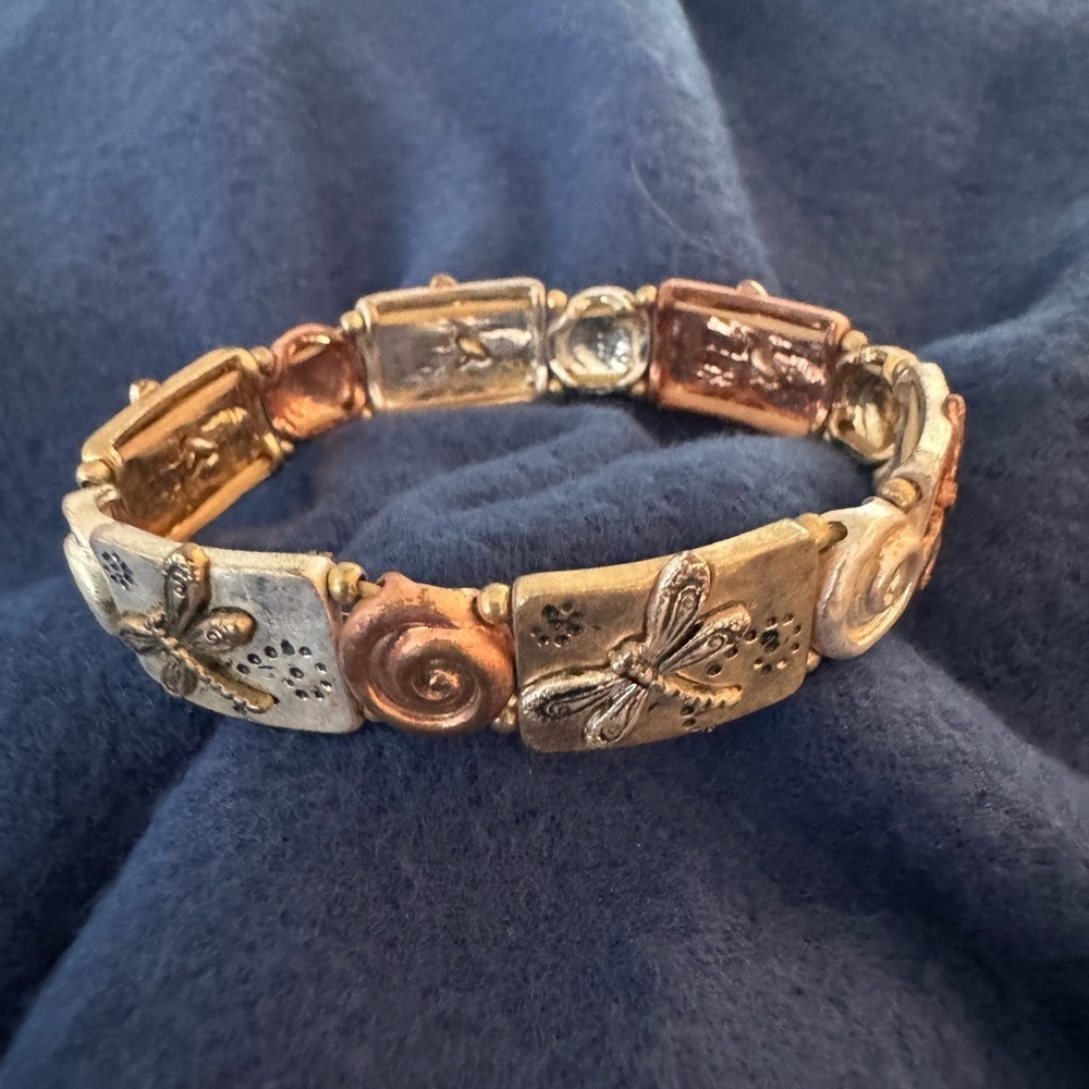 Gold and Silver Floral Leaf Bracelet